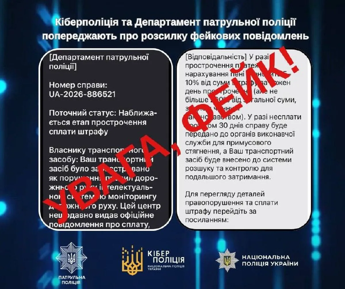Інфографіка про фейкові повідомлення про штрафи поліції