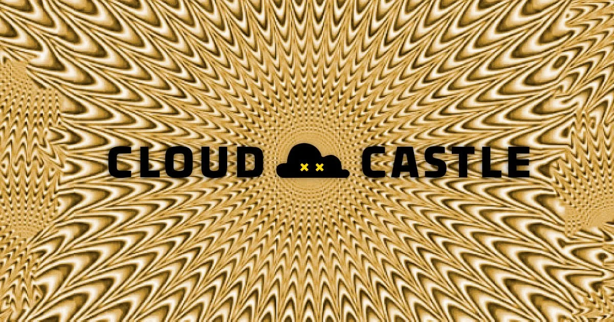 Логотип Cloud Castle з хвилястим золотим фоном