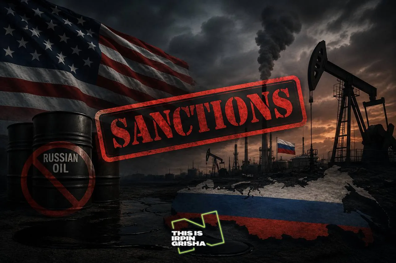 Американський прапор, нафтова вишка та штамп санкцій