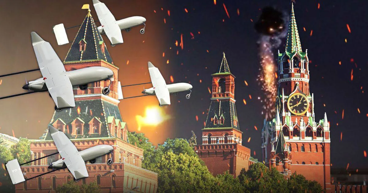 Дрони над Кремлем та його вежами з вогнем