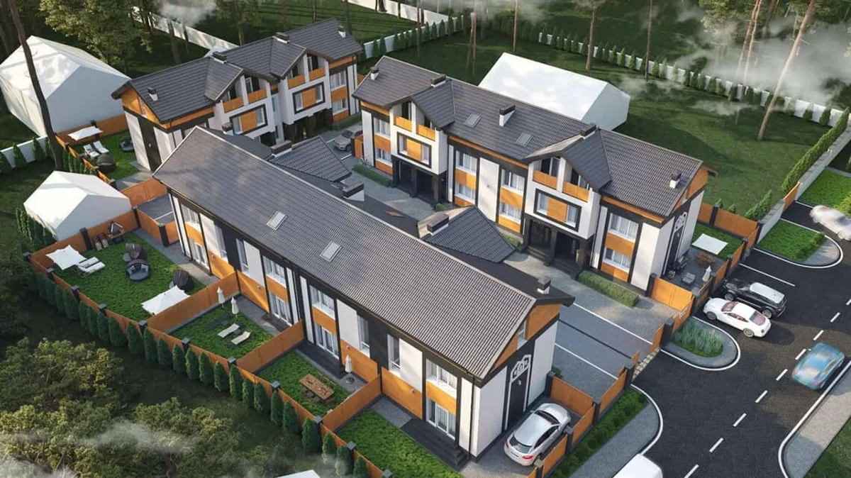 Сучасний житловий комплекс таунхаусів з паркуванням