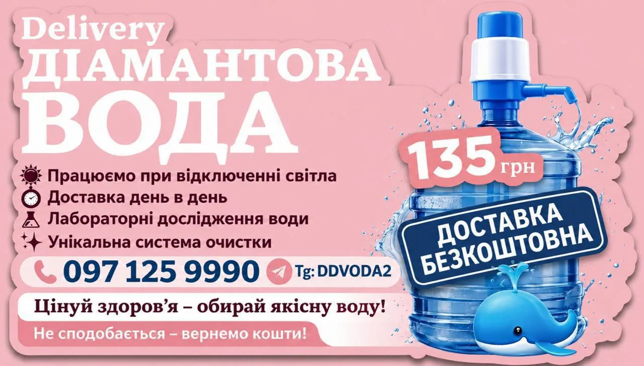 Реклама доставки питної води з ціною та контактами