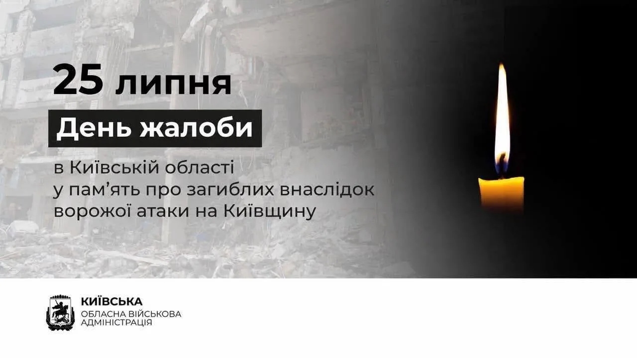 Свічка на темному фоні, текст про День жалоби на Київщині
