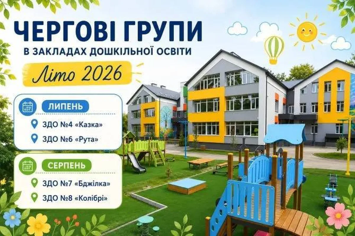 Інфографіка про чергові групи в дитсадках Ірпінської громади на літо 2026