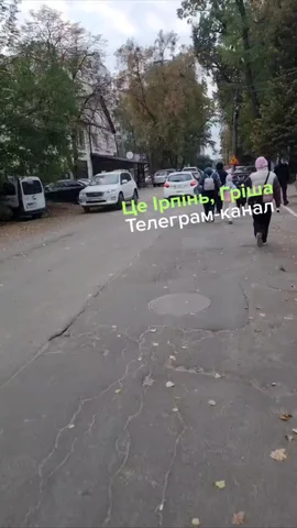 Пошкоджена асфальтова дорога біля школи з припаркованими автомобілями