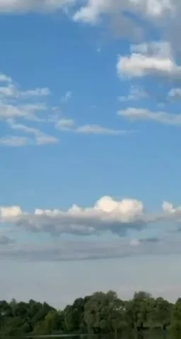Блакитне небо з білими хмарами над лісом