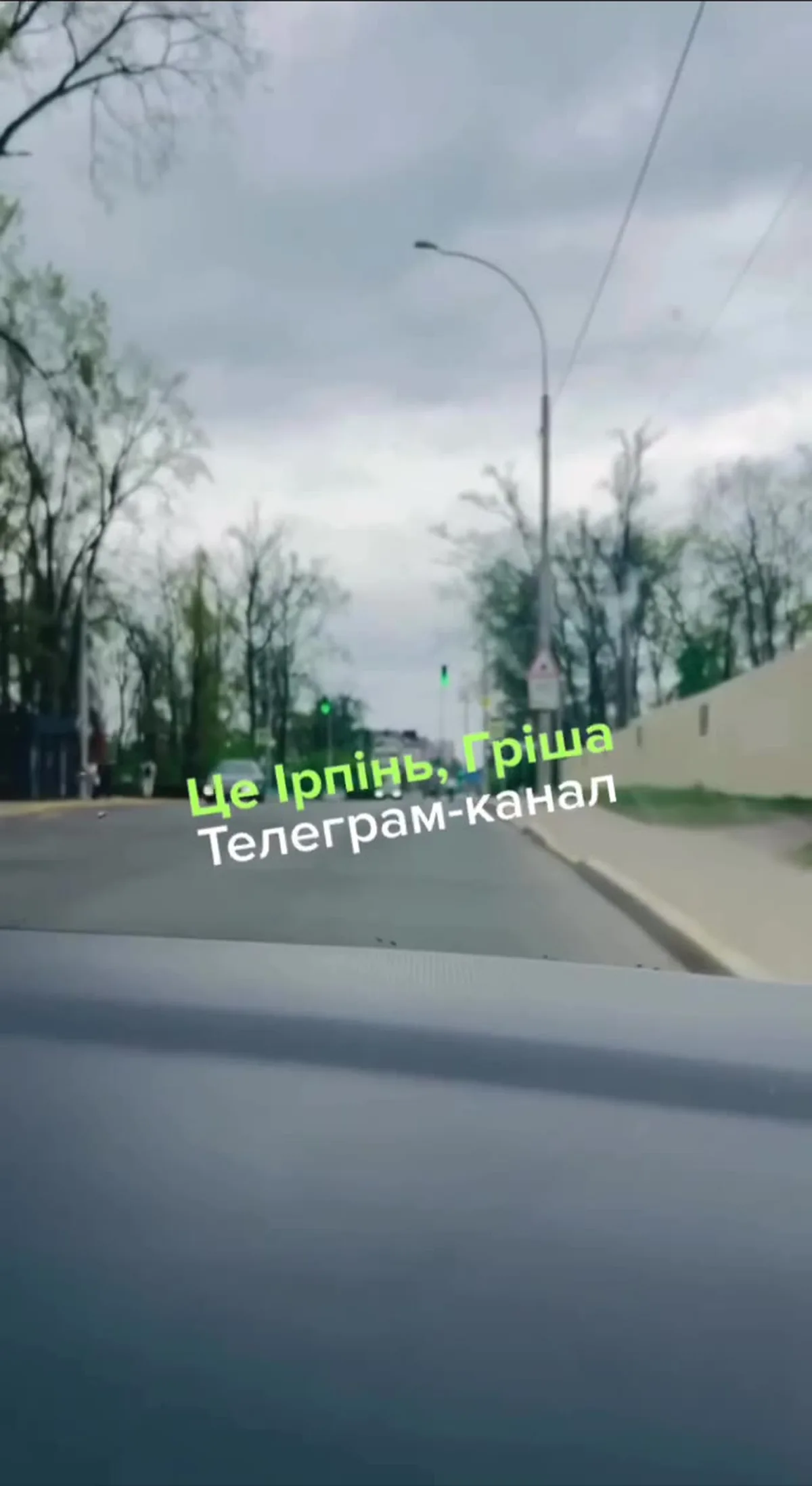 Вулиця з голими деревами та хмарним небом