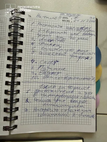 Рукописні записи в спіральному зошиті в клітинку