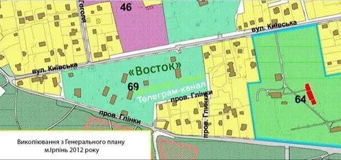 Карта забудови території табору Восток в Ірпені з позначенням будівель